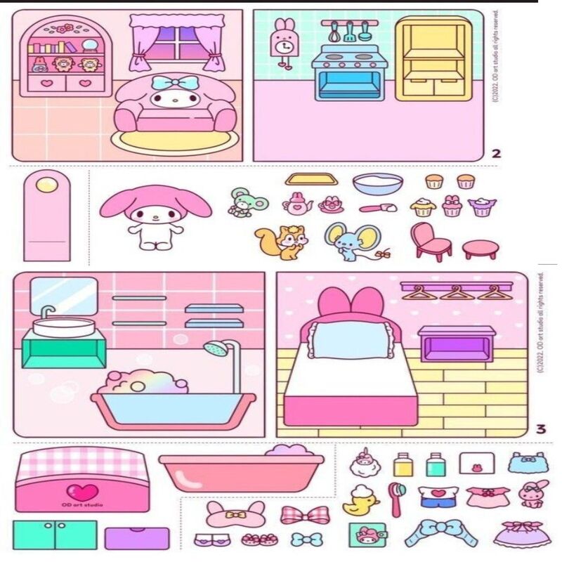 kuromi paper doll house