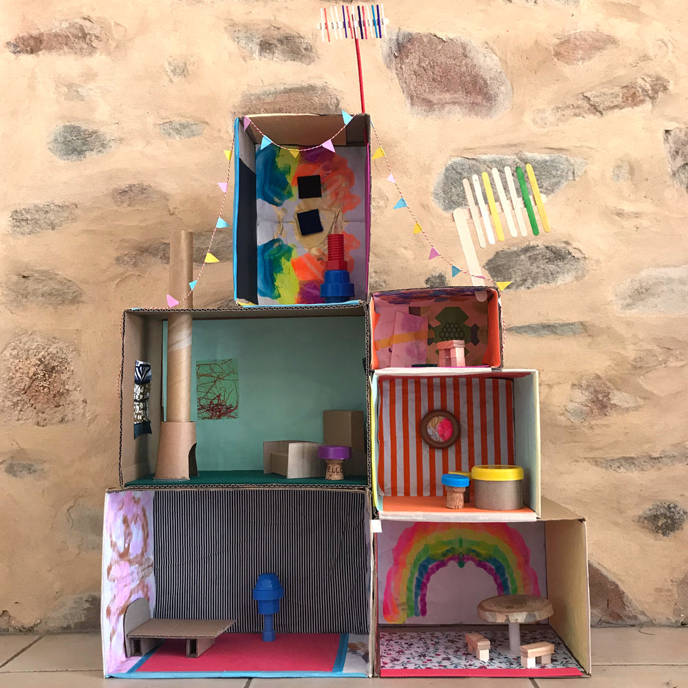 dollhouse of a cardboard box