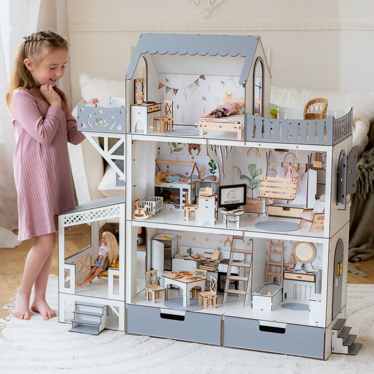 wooden barbie doll house