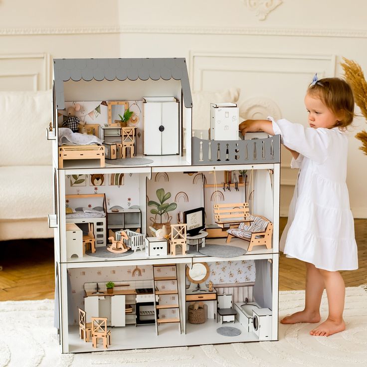 wooden barbie doll house