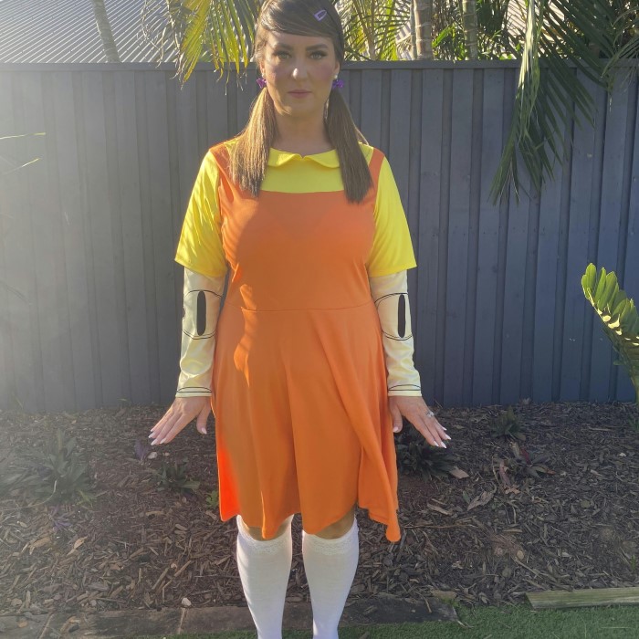 squid game doll costume